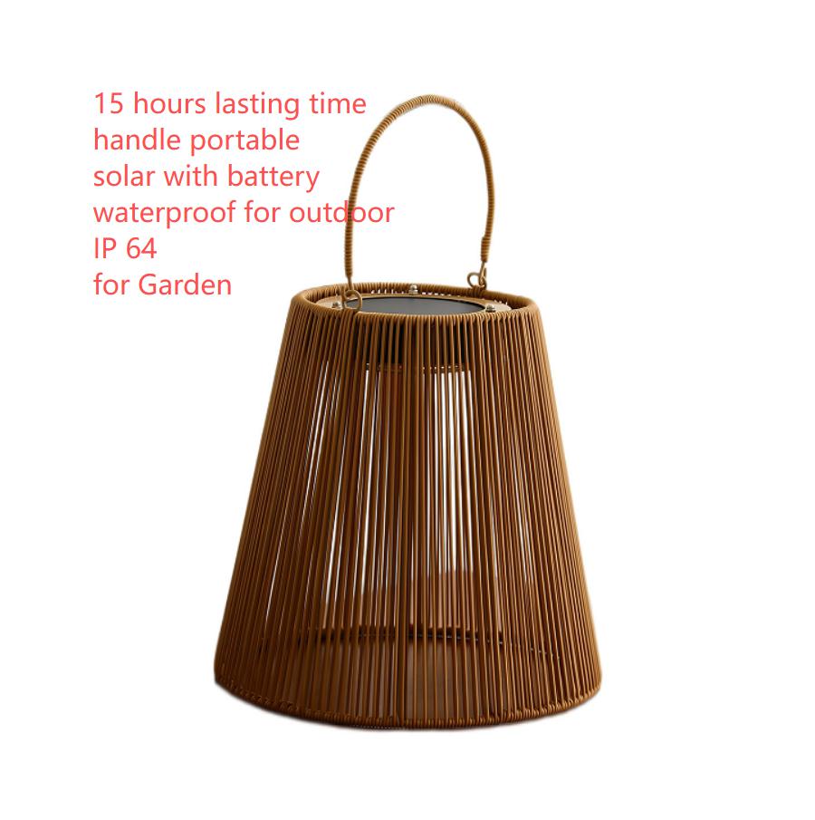 Portable Solar Woven Garden Table Lamp with Handle
