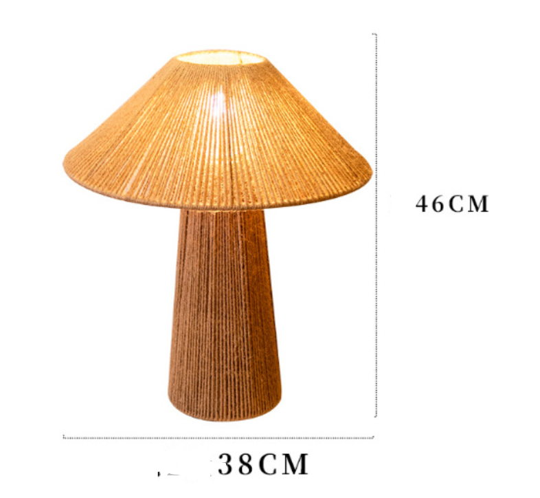 Handwoven Natural Rattan Table Lamp – Boho Rustic Decorative Bedside Light