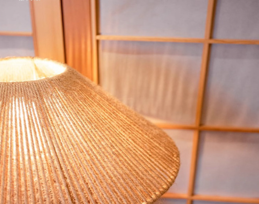 Handwoven Natural Rattan Table Lamp – Boho Rustic Decorative Bedside Light