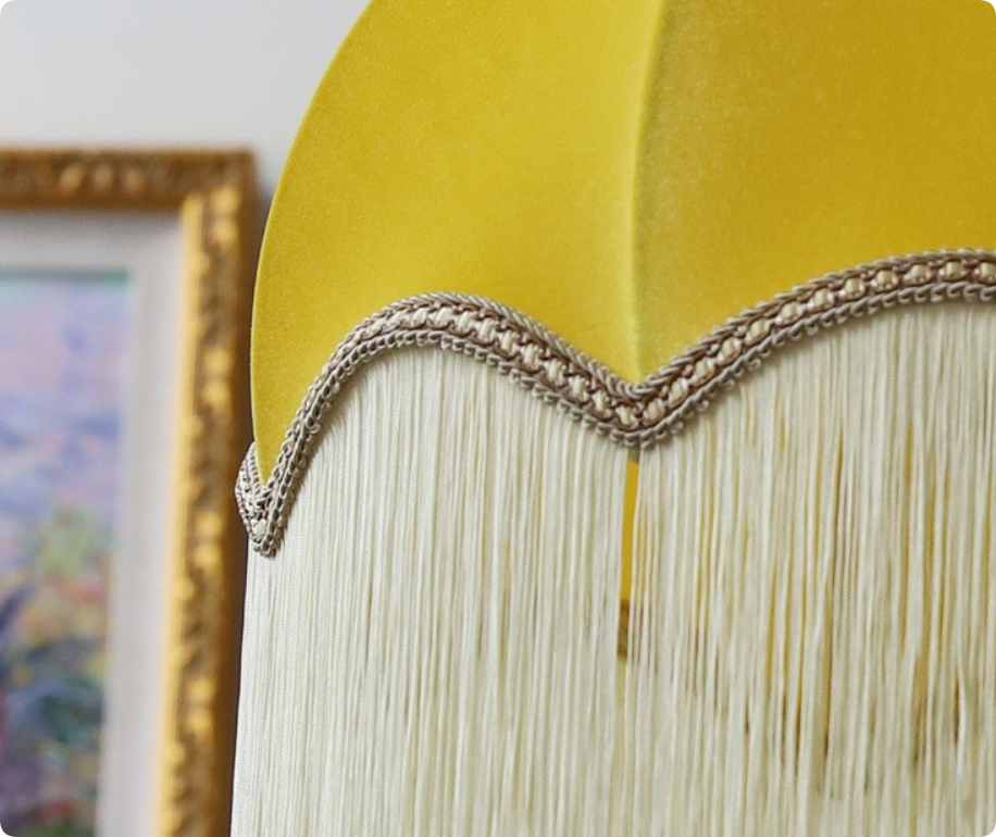 Vintage European Yellow Fringe Fabric Pendant Lamp for Home Bedroom Living Room Decoration