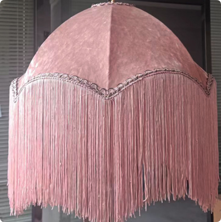 Vintage Fringe Pendant Light Boho Fabric Hanging Lamp Shade
