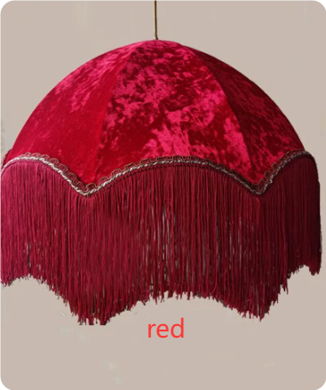 Vintage Fringe Pendant Light Boho Fabric Hanging Lamp Shade