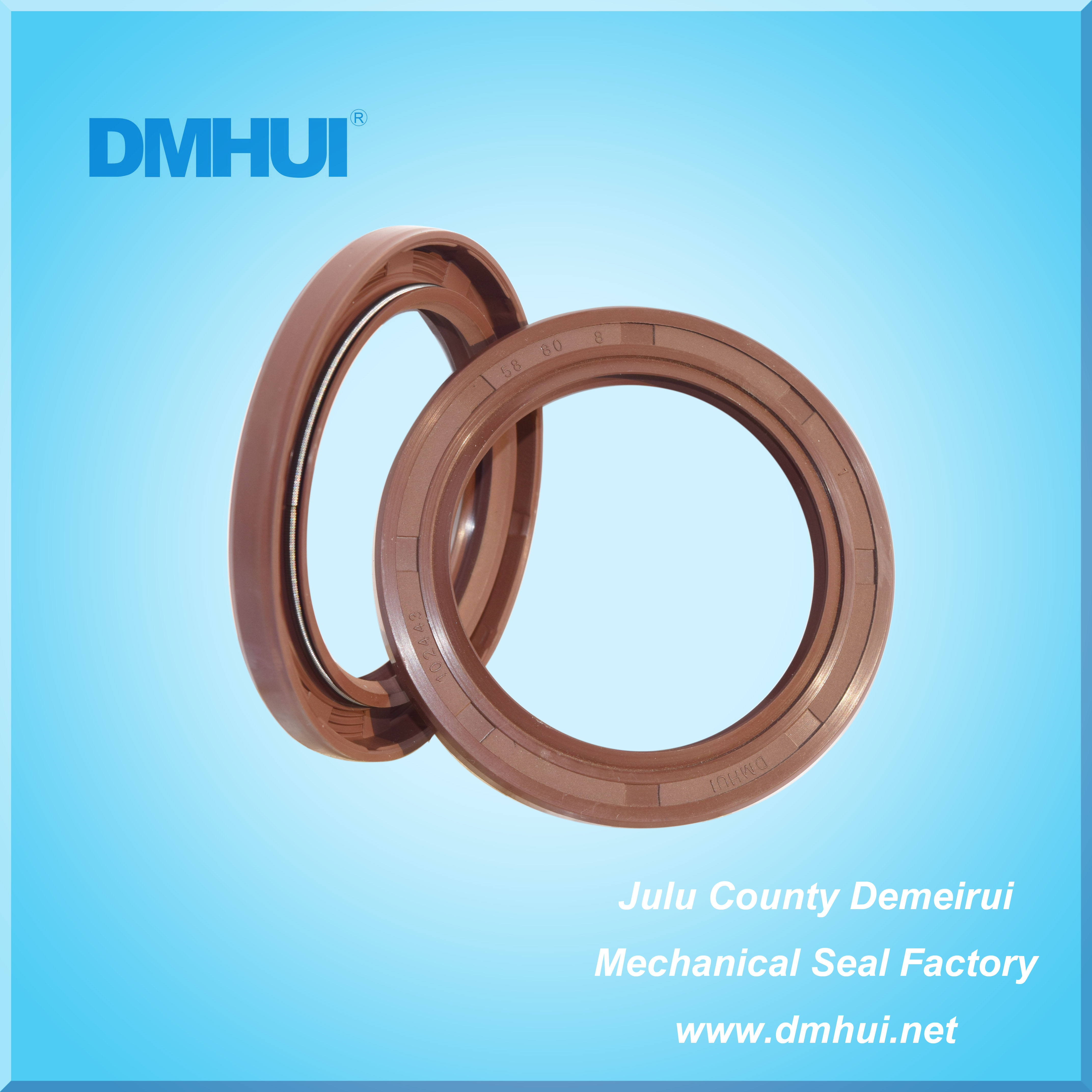 58*80*8 DMHUI Brown Oil Seal | NBR Double Lip Rotary Shaft Seal | Durable Industrial Seal | 1904022