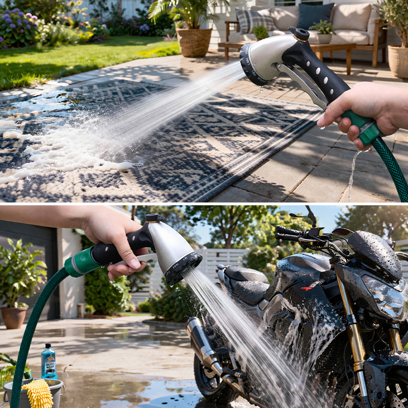 Easy Grip Garden Hose Nozzle with 10 Spray Patterns and Flow Control
