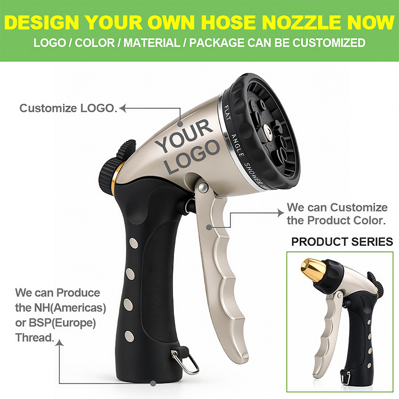 Easy Grip Garden Hose Nozzle with 10 Spray Patterns and Flow Control