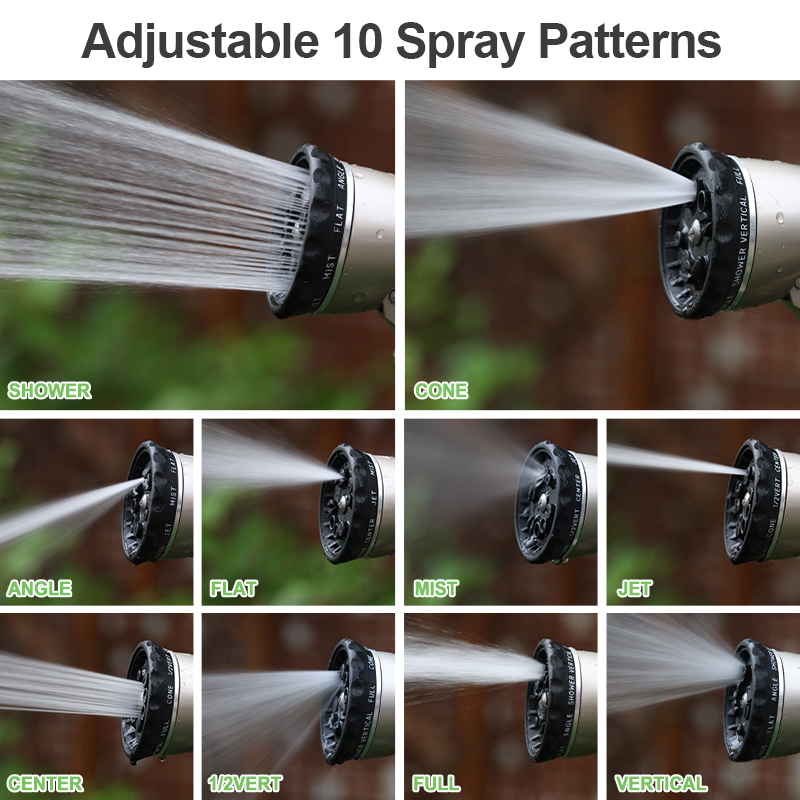 Easy Grip Garden Hose Nozzle with 10 Spray Patterns and Flow Control