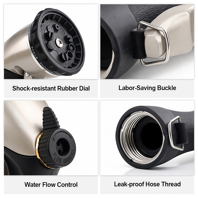 Easy Grip Garden Hose Nozzle with 10 Spray Patterns and Flow Control