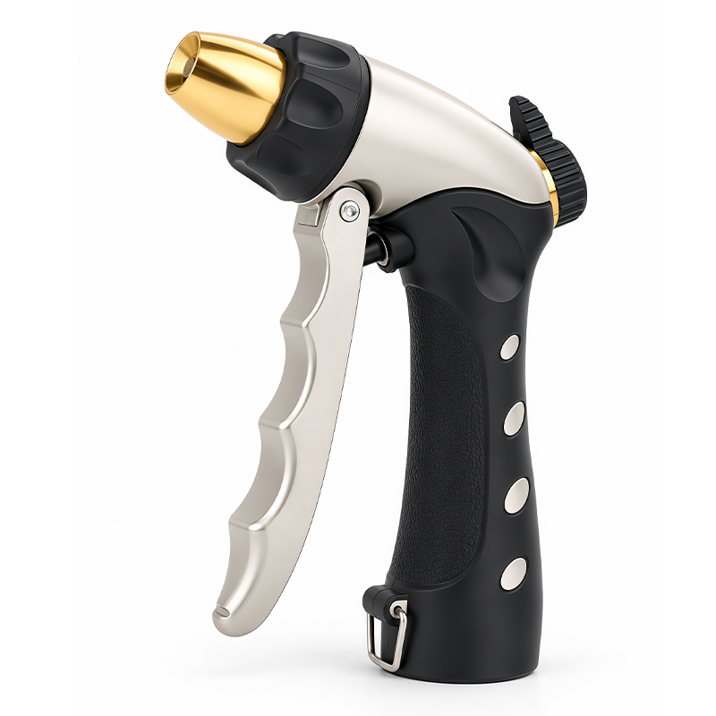 Easy Grip Metal Garden Hose Nozzle with 3 Spray Patterns and Flow Control