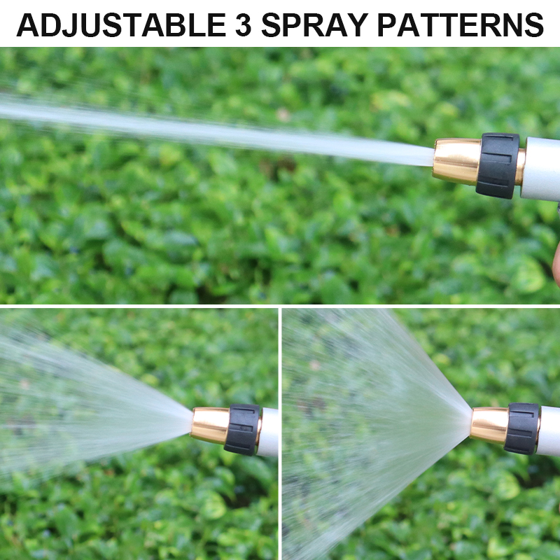 Easy Press Garden Hose Nozzle with 3 Spray Patterns and Flow Control