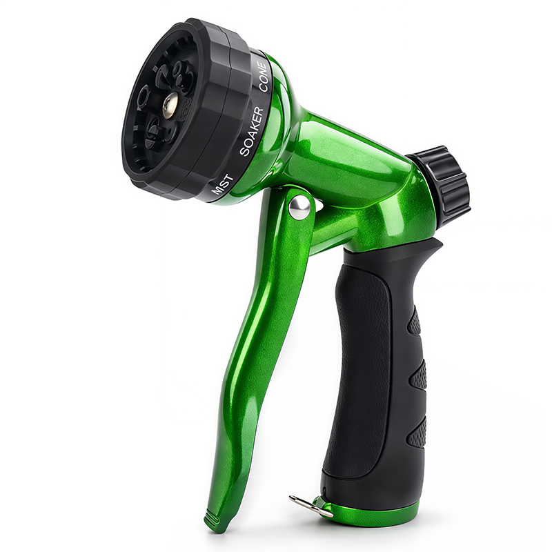 Easy Press Metal Hose Nozzle with 8 Spray Patterns and Flow Control