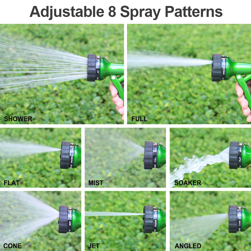 Easy Press Metal Hose Nozzle with 8 Spray Patterns and Flow Control