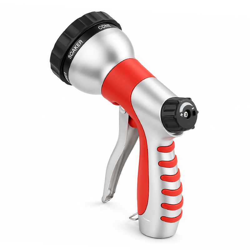 Easy Press Water Nozzle with 6 Spray Patterns and Flow Control