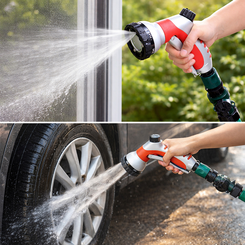 Easy Press Water Nozzle with 6 Spray Patterns and Flow Control