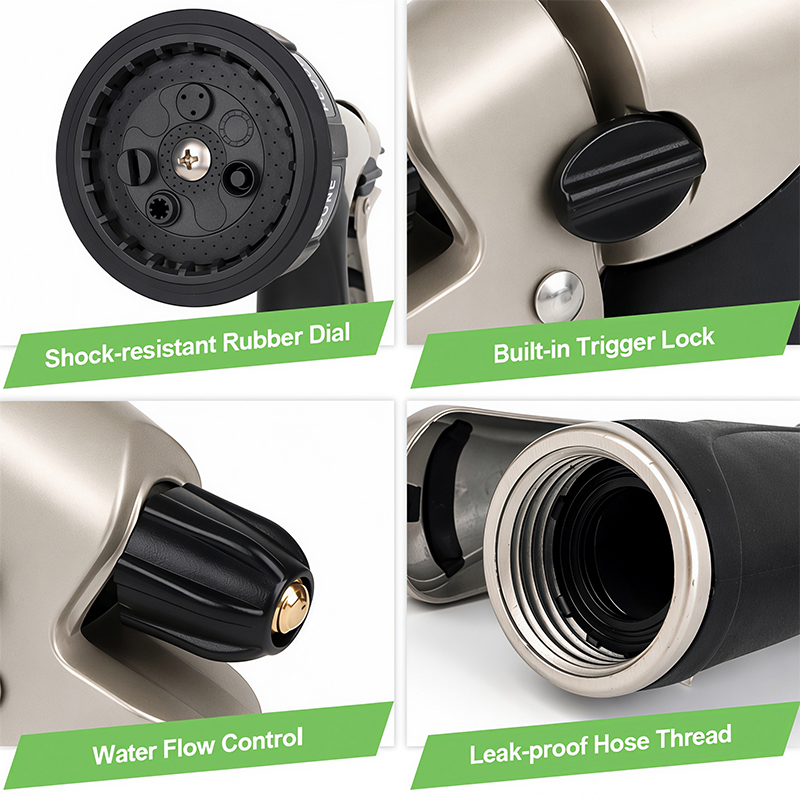 Easy Pull Trigger Nozzle – 7 Spray Patterns, Zinc Alloy Body & Flow Control
