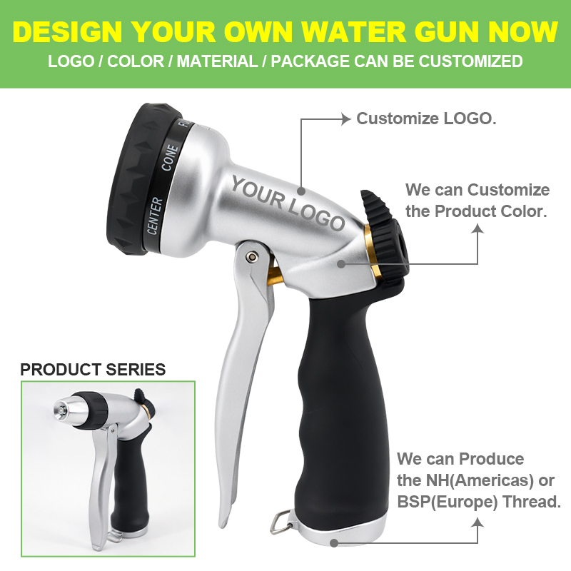 Easy Squeeze Garden Hose Nozzle with 7 Spray Patterns and Flow Control