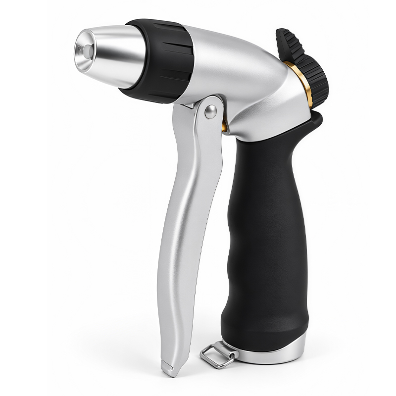 Easy Squeeze Metal Garden Hose Nozzle with 3 Spray Patterns and Flow Control