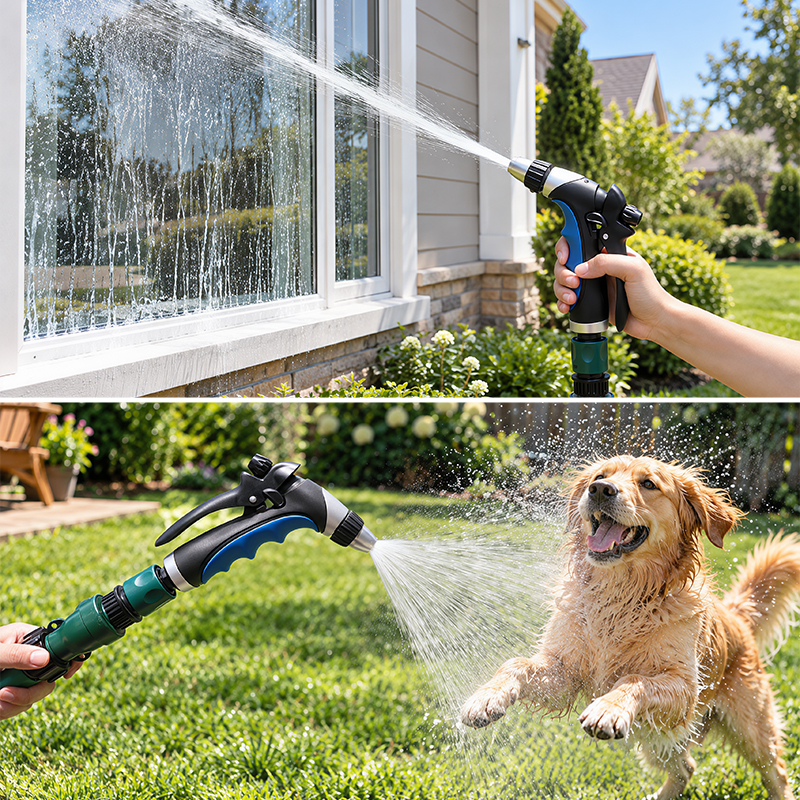 Easy Squeeze Nozzle Sprayer – 3 Pattern Garden Hose Nozzle with Flow Control