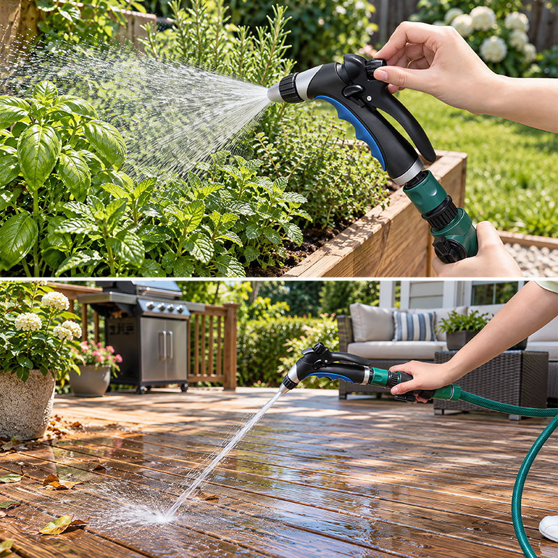 Easy Squeeze Nozzle Sprayer – 3 Pattern Garden Hose Nozzle with Flow Control