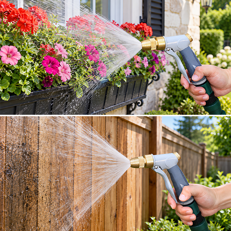 Easy Squeeze Spray Nozzle with 3 Spray Patterns and Flow Control