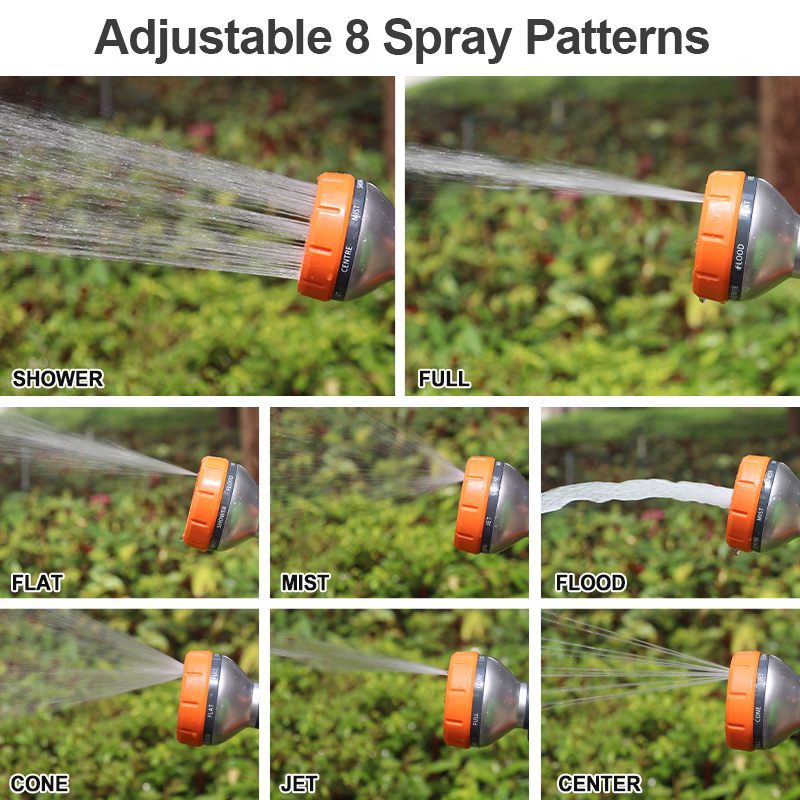 Easy Squeeze Water Nozzle with 8 Spray Patterns and Flow Control