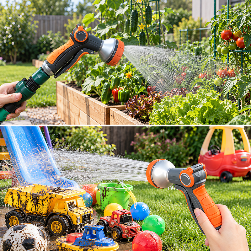 Easy Squeeze Water Nozzle with 8 Spray Patterns and Flow Control