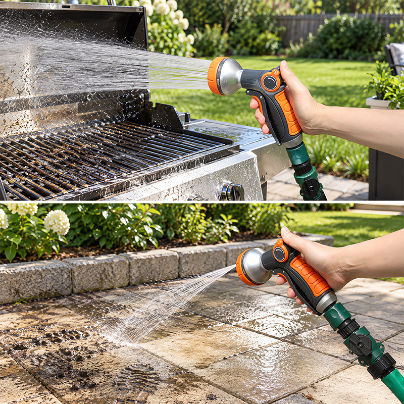 Easy Squeeze Water Nozzle with 8 Spray Patterns and Flow Control