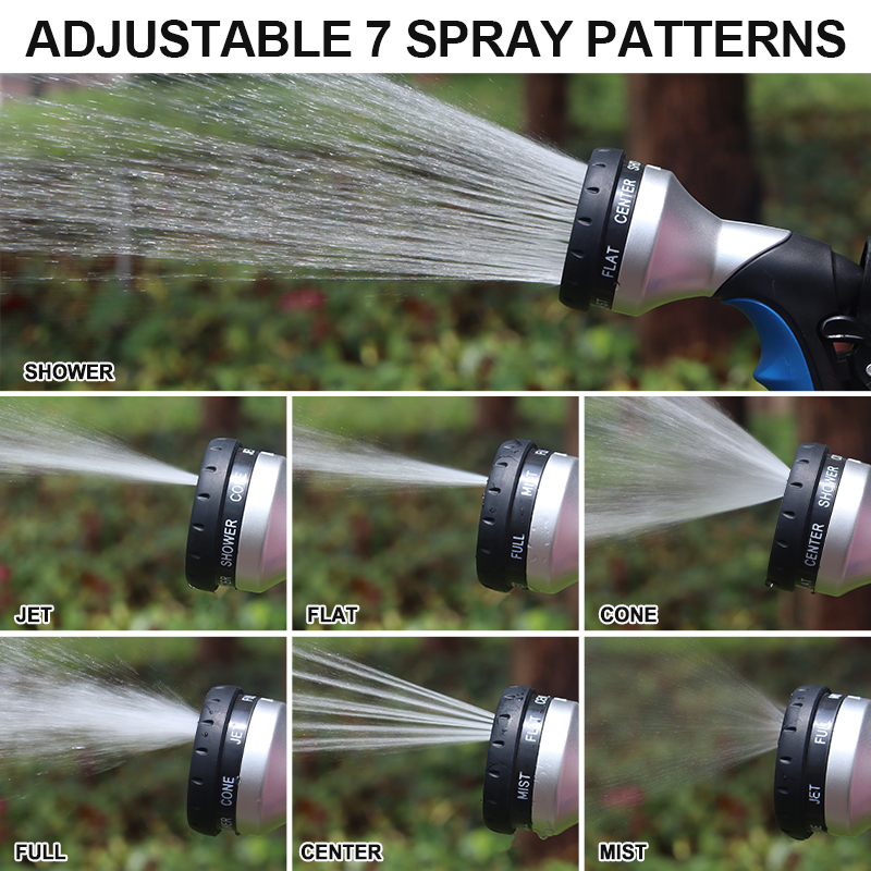 Easy Squeeze Watering Nozzle – 7 Spray Patterns with Flow Control & Trigger Lock