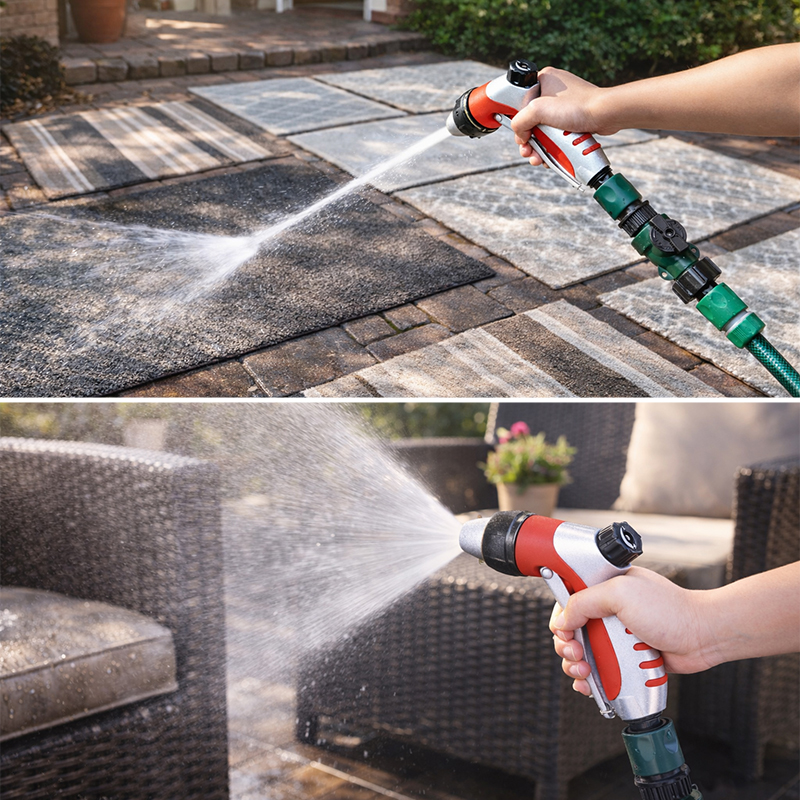 Easy Trigger Hose Nozzle 3 Spray Patterns Heavy Duty Metal Garden Sprayer