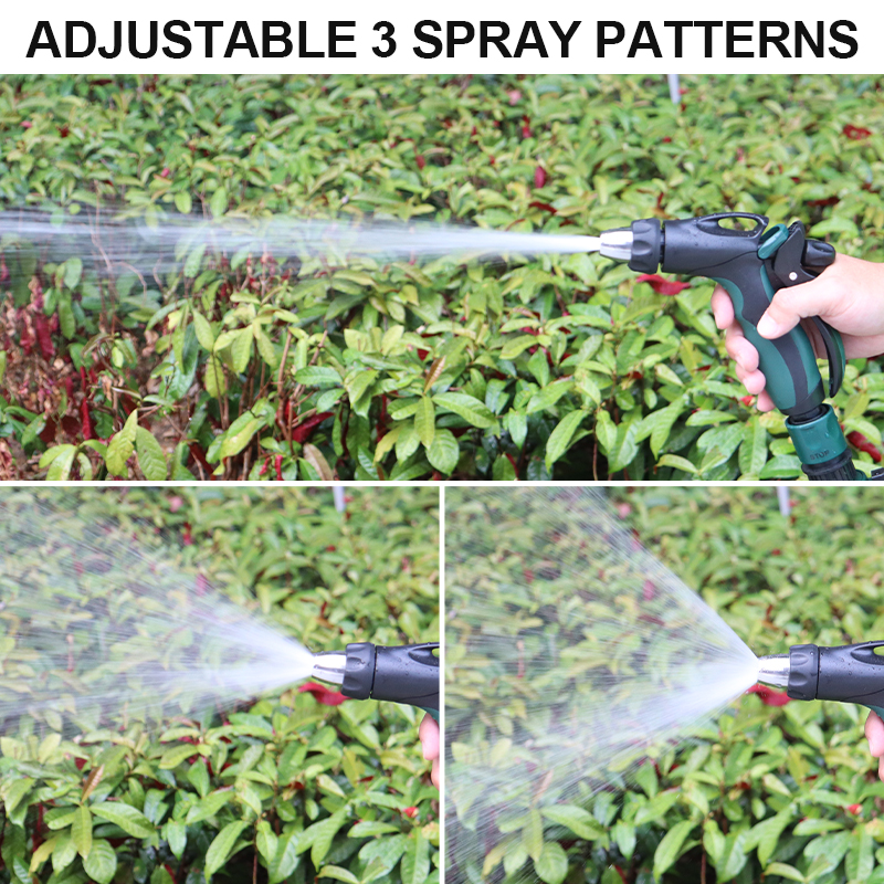 3-Pattern Garden Hose Nozzle with Trigger Lock & Flow Control