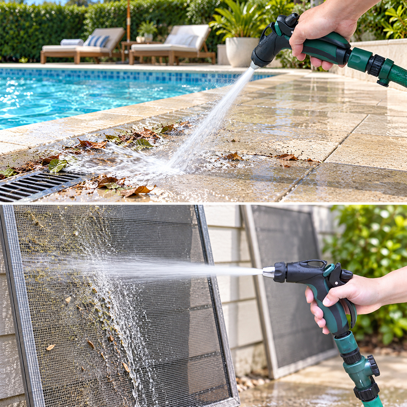 3-Pattern Garden Hose Nozzle with Trigger Lock & Flow Control