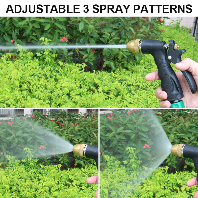 3-Pattern Brass Garden Hose Trigger Sprayer with Flow Control & Lock
