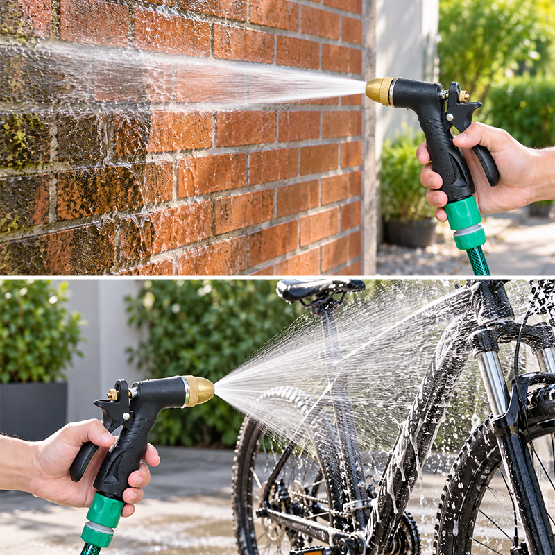 3-Pattern Brass Garden Hose Trigger Sprayer with Flow Control & Lock