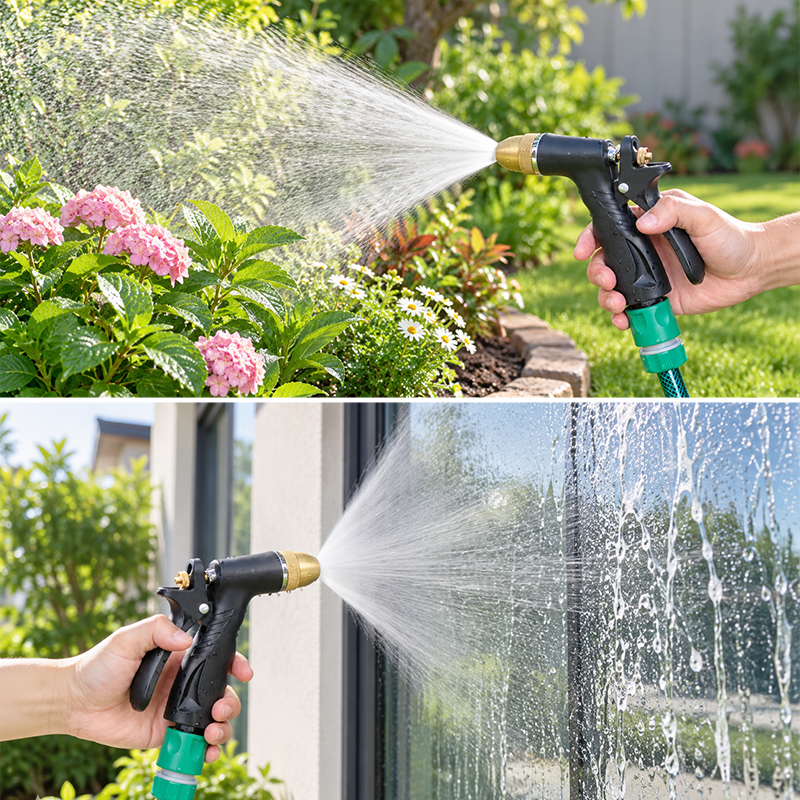 3-Pattern Brass Garden Hose Trigger Sprayer with Flow Control & Lock
