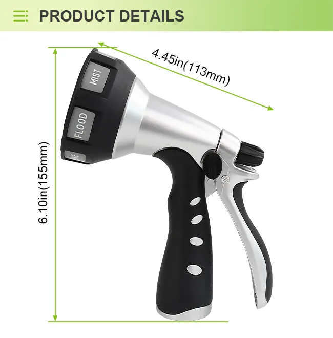 Garden Watering Nozzle – Heavy Duty Multi-Pattern Spray Hose Nozzle with Ergonomic Handle