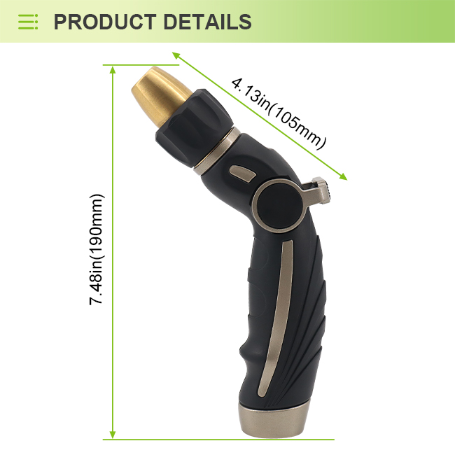 Heavy Duty Adjustable Garden Hose Nozzle with Thumb Control – High Pressure Brass Tip Sprayer