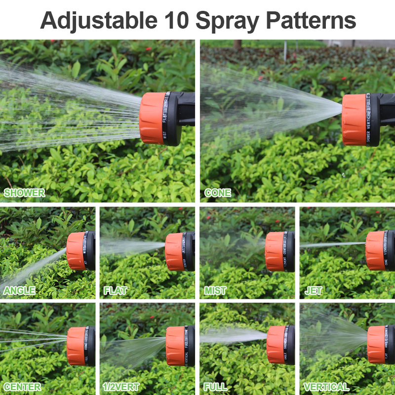 10-Pattern Garden Hose Nozzle with Trigger Lock & Flow Control