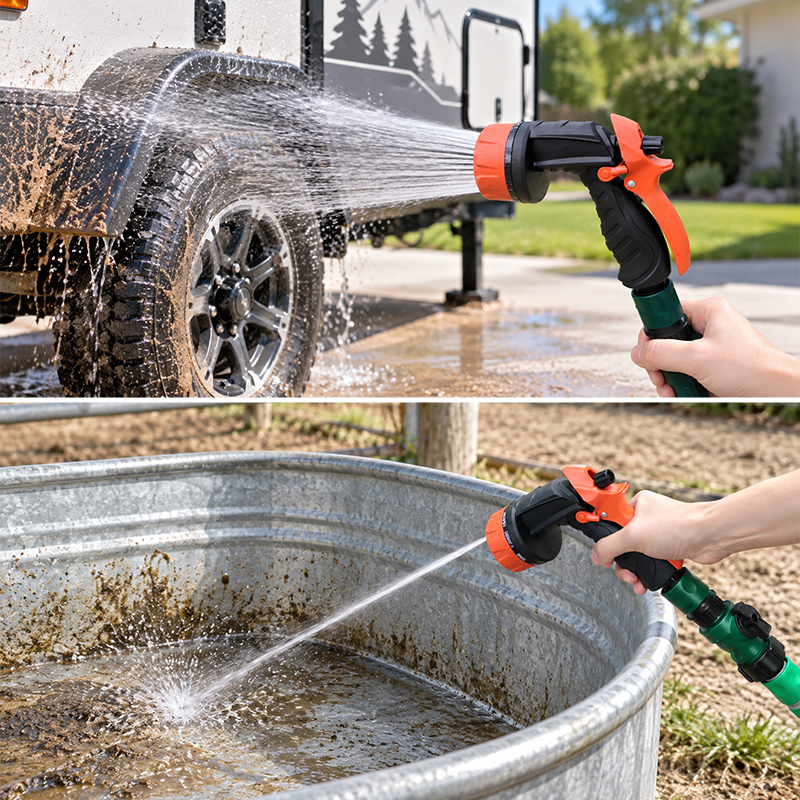 10-Pattern Garden Hose Nozzle with Trigger Lock & Flow Control