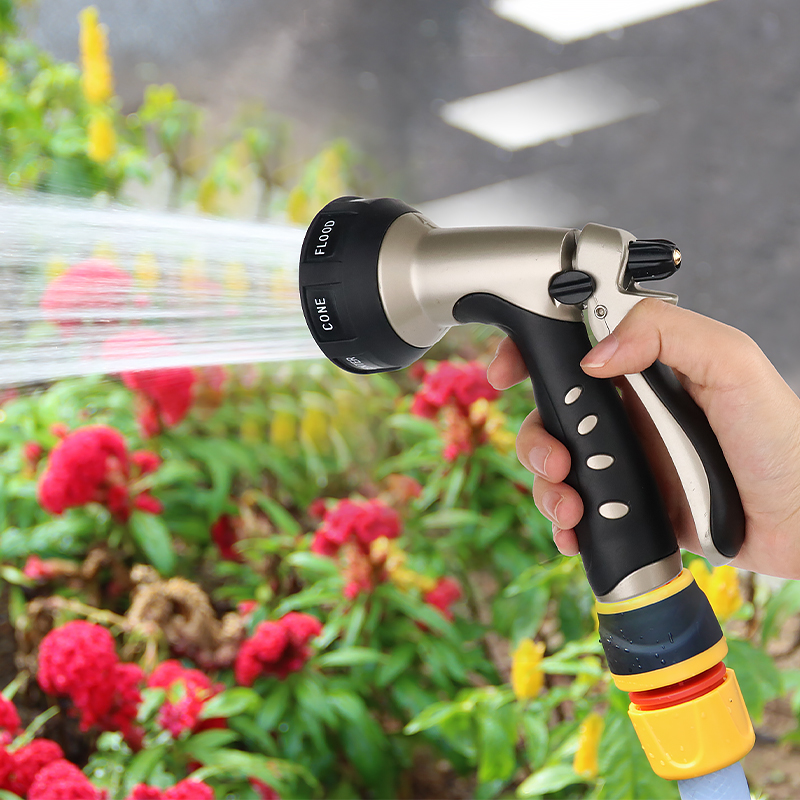 Multi-Pattern Garden Nozzle – Heavy Duty Adjustable Spray Hose Nozzle with Ergonomic Grip