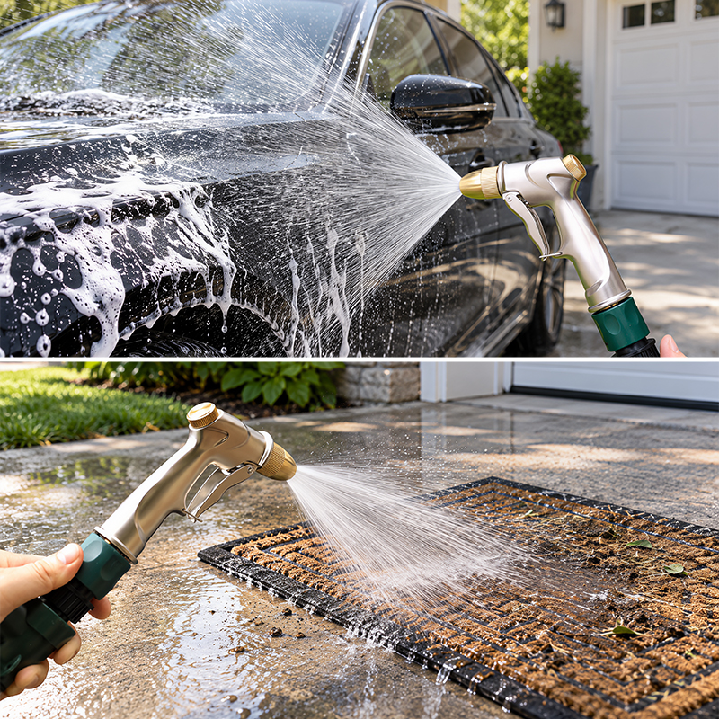 No Squeeze Garden Hose Nozzle with 3 Spray Modes and Brass Nozzle