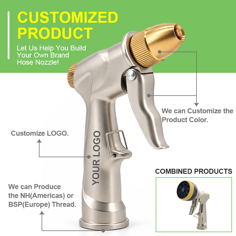 No Squeeze Garden Hose Nozzle with 3 Spray Modes and Brass Nozzle