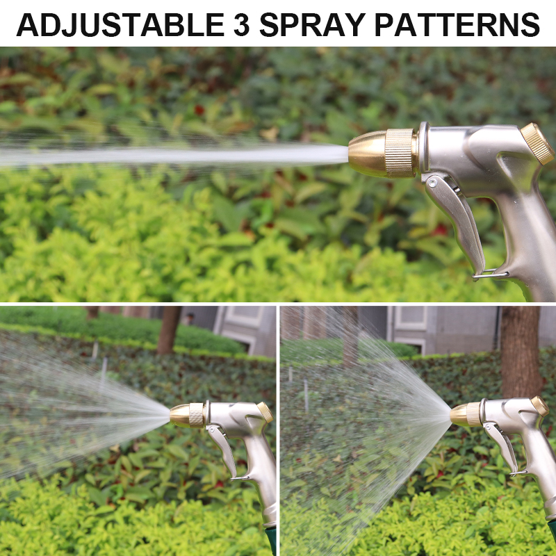 No Squeeze Garden Hose Nozzle with 3 Spray Modes and Brass Nozzle