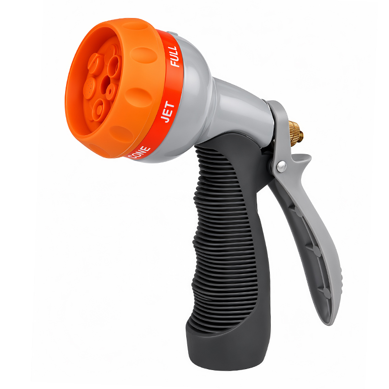 7-Pattern Metal Squeeze Action Hose Nozzle with Flow Control & Trigger Lock