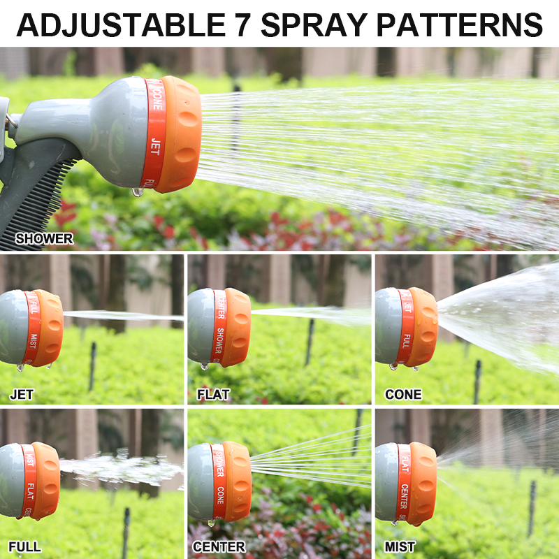 7-Pattern Metal Squeeze Action Hose Nozzle with Flow Control & Trigger Lock