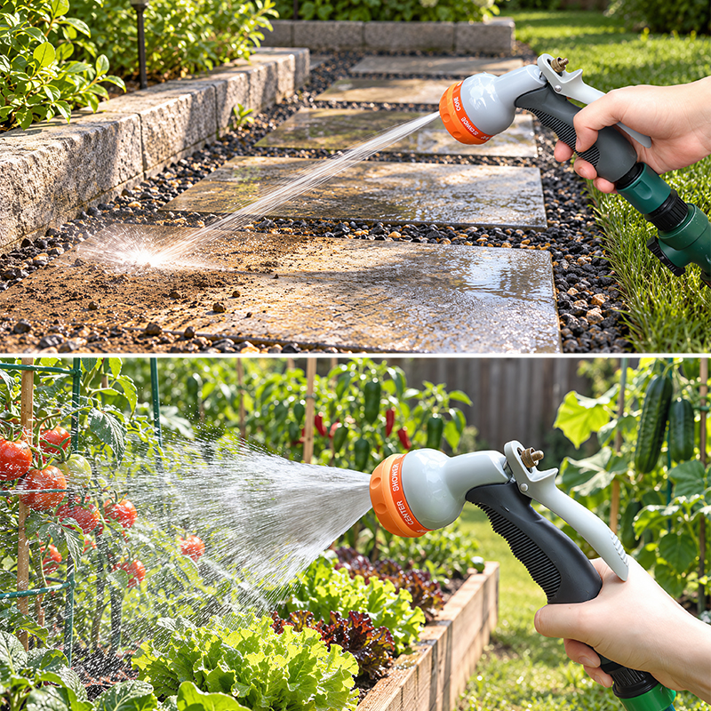 7-Pattern Metal Squeeze Action Hose Nozzle with Flow Control & Trigger Lock