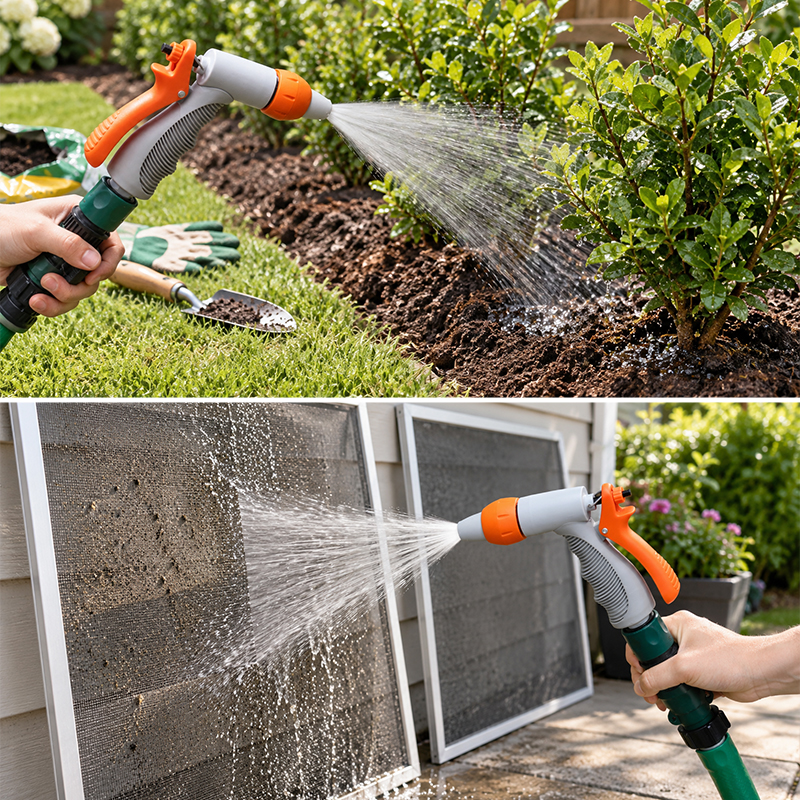 3-Pattern Squeeze Control Hose Nozzle with Flow Control & Trigger Lock
