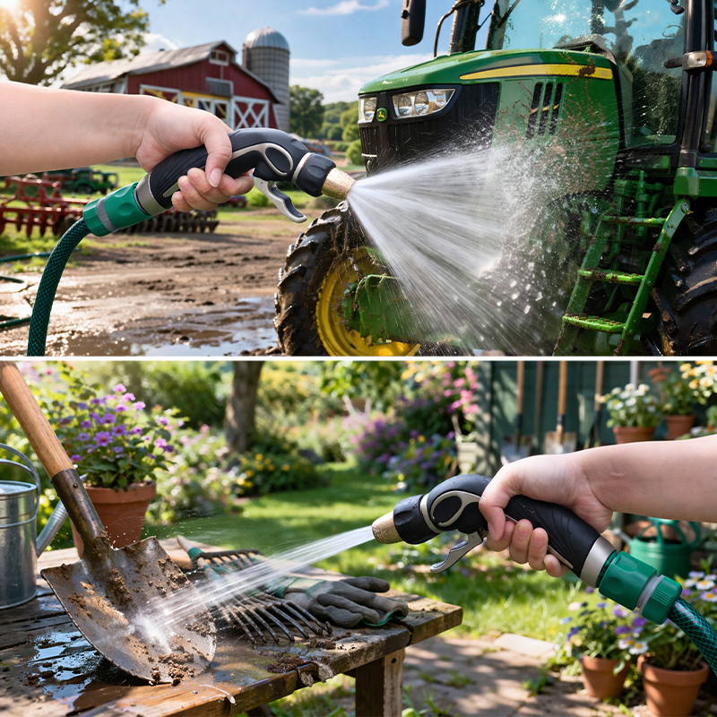 Squeeze Grip Metal Garden Hose Nozzle with 3 Spray Patterns