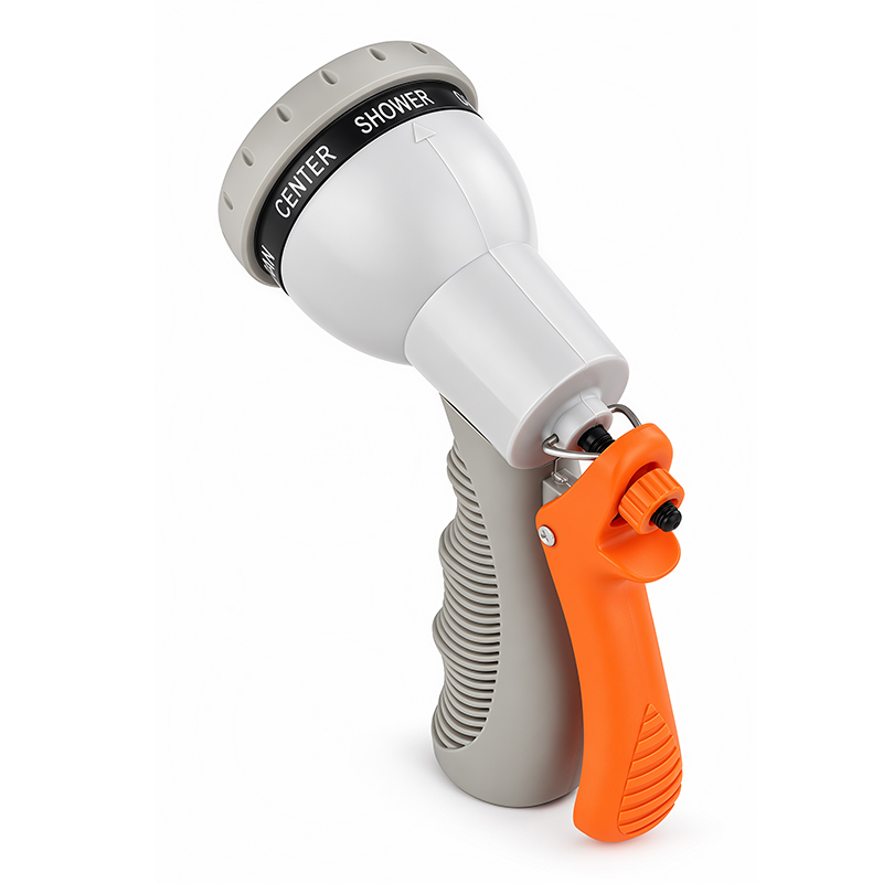 7-Pattern Squeeze Grip Garden Hose Nozzle with Flow Control & Trigger Lock