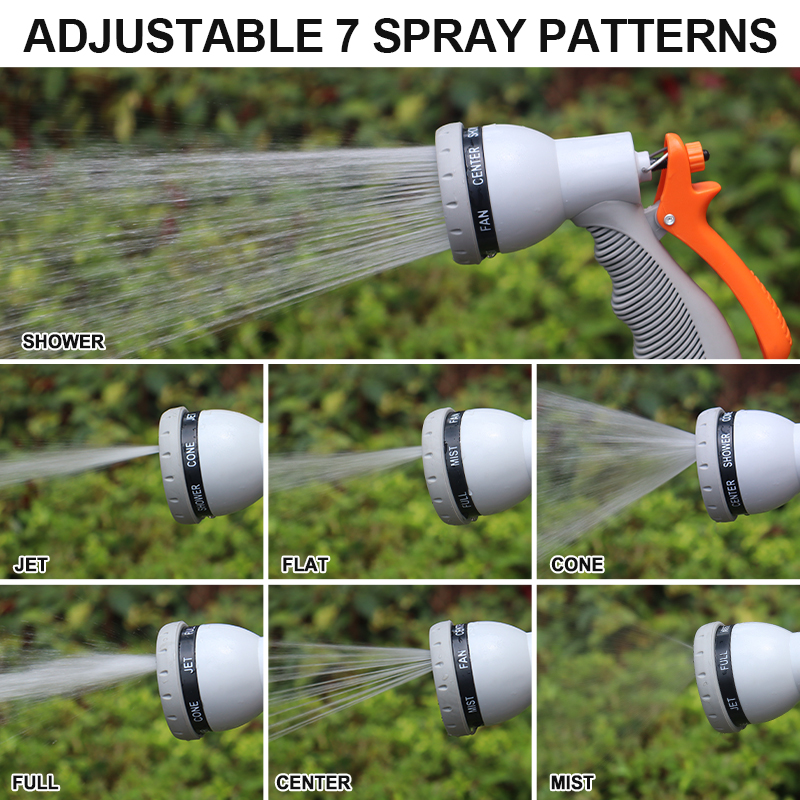 7-Pattern Squeeze Grip Garden Hose Nozzle with Flow Control & Trigger Lock