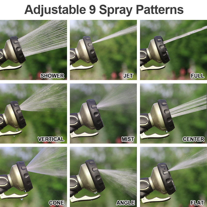 Squeeze Handle Garden Hose Nozzle with 9 Spray Patterns