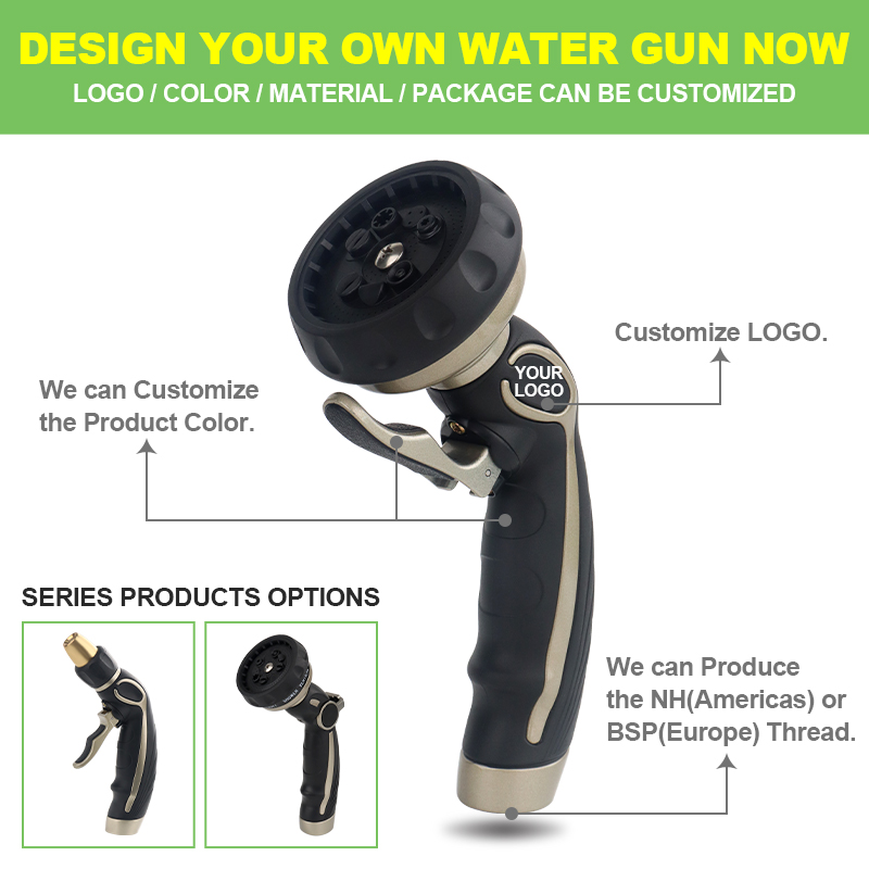Squeeze Handle Garden Hose Nozzle with 9 Spray Patterns